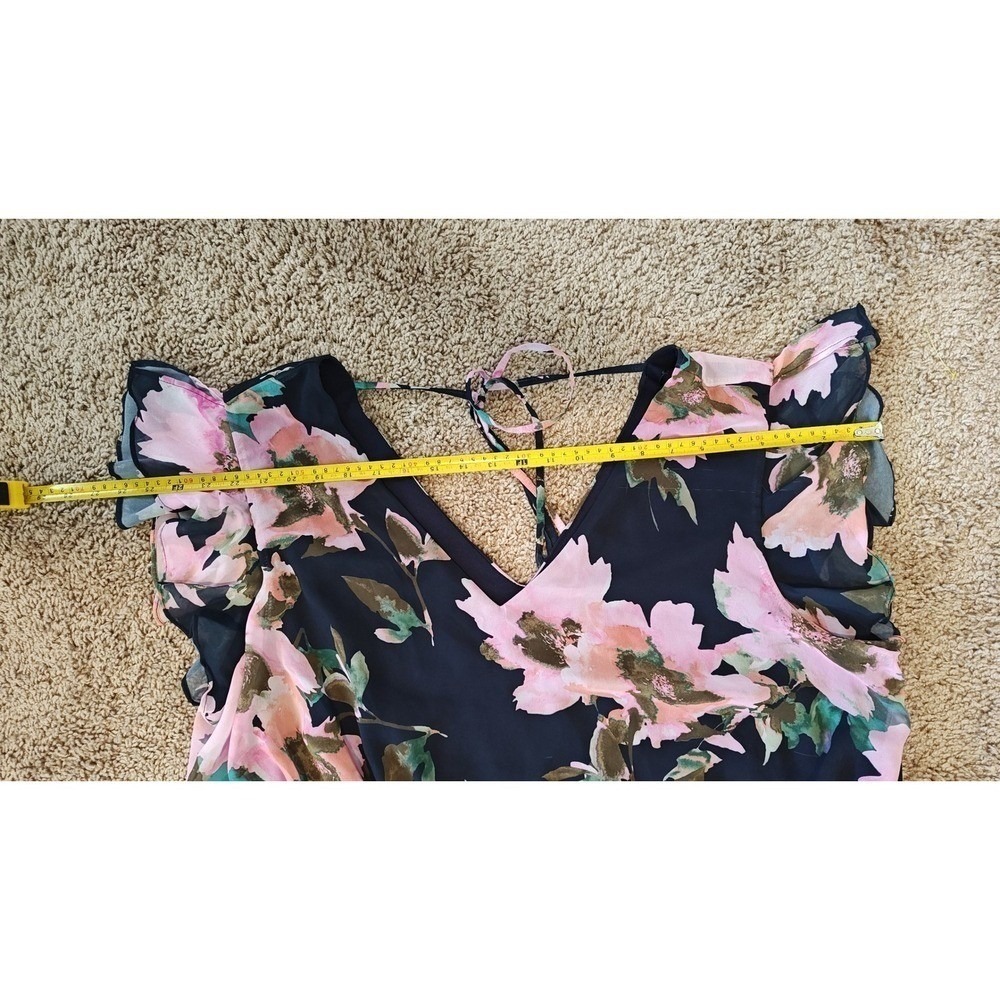 Emma & Michele Floral Chiffon High Low Dress 3X Navy Pink Used‎ Cottagecore - Picture 10 of 16